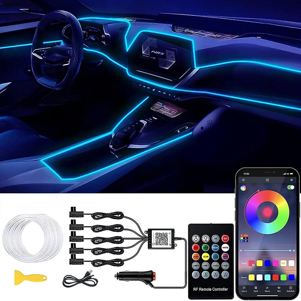 Muggys 6in1 8m Neon Led Car Interior Ambient Light Fiber Optic Strips Light App Remote Control Rgb Led Auto Atmosphere Decorative Lamps USB 6in1 8M...