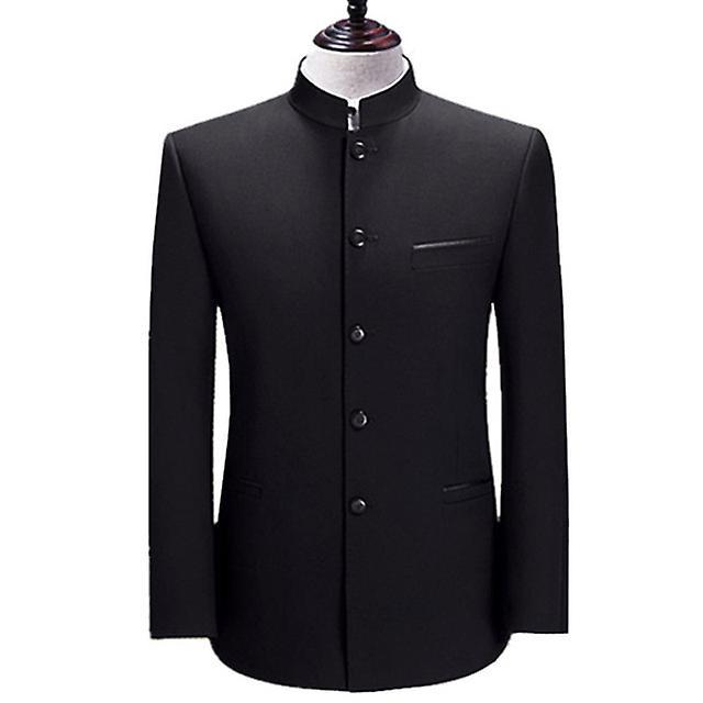 Coats Chinese Style Mandarin Stand Collar Business Casual Wedding Slim Fit Blazer Men Casual Suit Jacket Male Coat 4xl black Asian 5xL is Eur 3xL