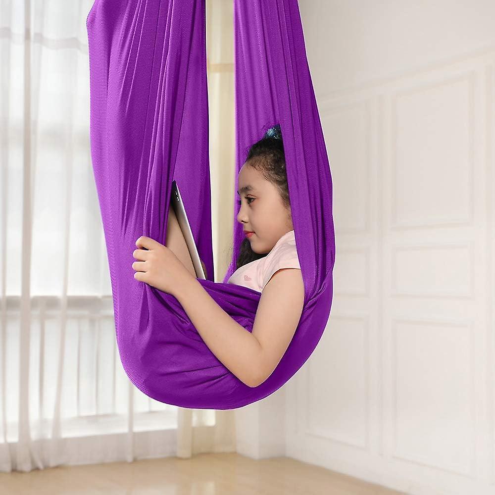 Woow 150 X 280CM Lila Children'S Swinging Hammock, Indoor Swing Elastic Cuddle Hammock Sensory Swing Ideal For Adhd, Asperger'S And Sensory Integra...