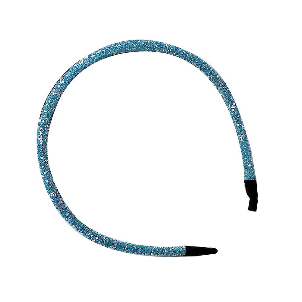 Tuelaly Fashion Glitter Sequined Hair Hoop Hairband Women Face Washing Headband Headwear Light Blue