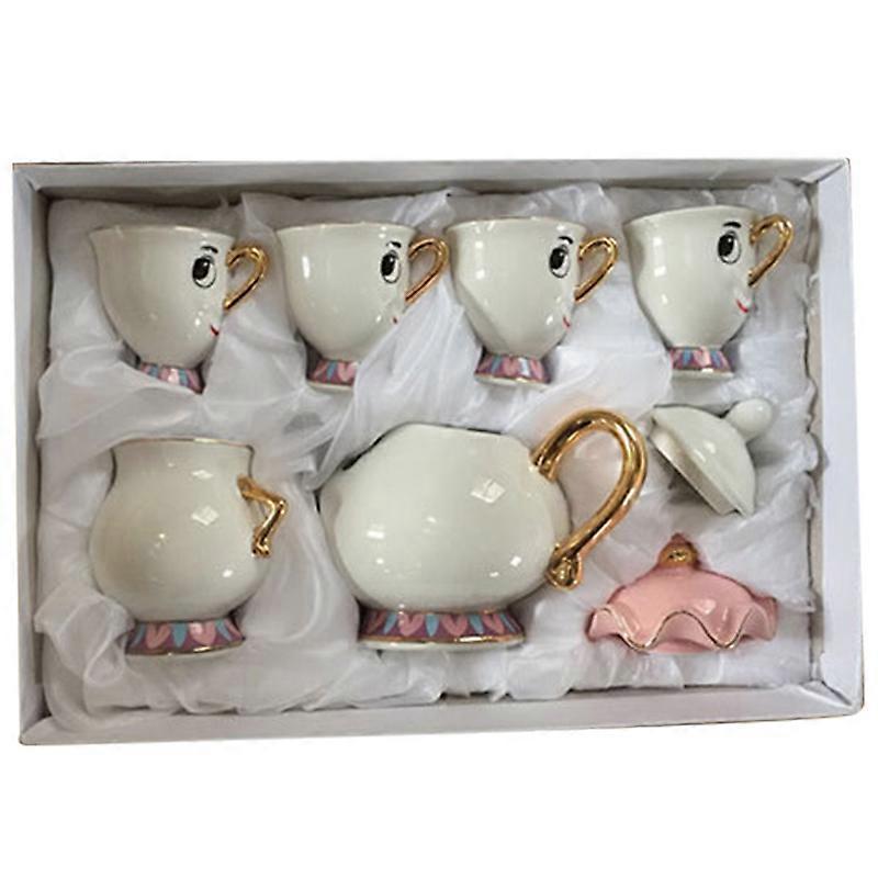 unbrand Cartoon New Beauty And The Beast Teapot Mug Tea Pot Set Birthday Gift 6pcs