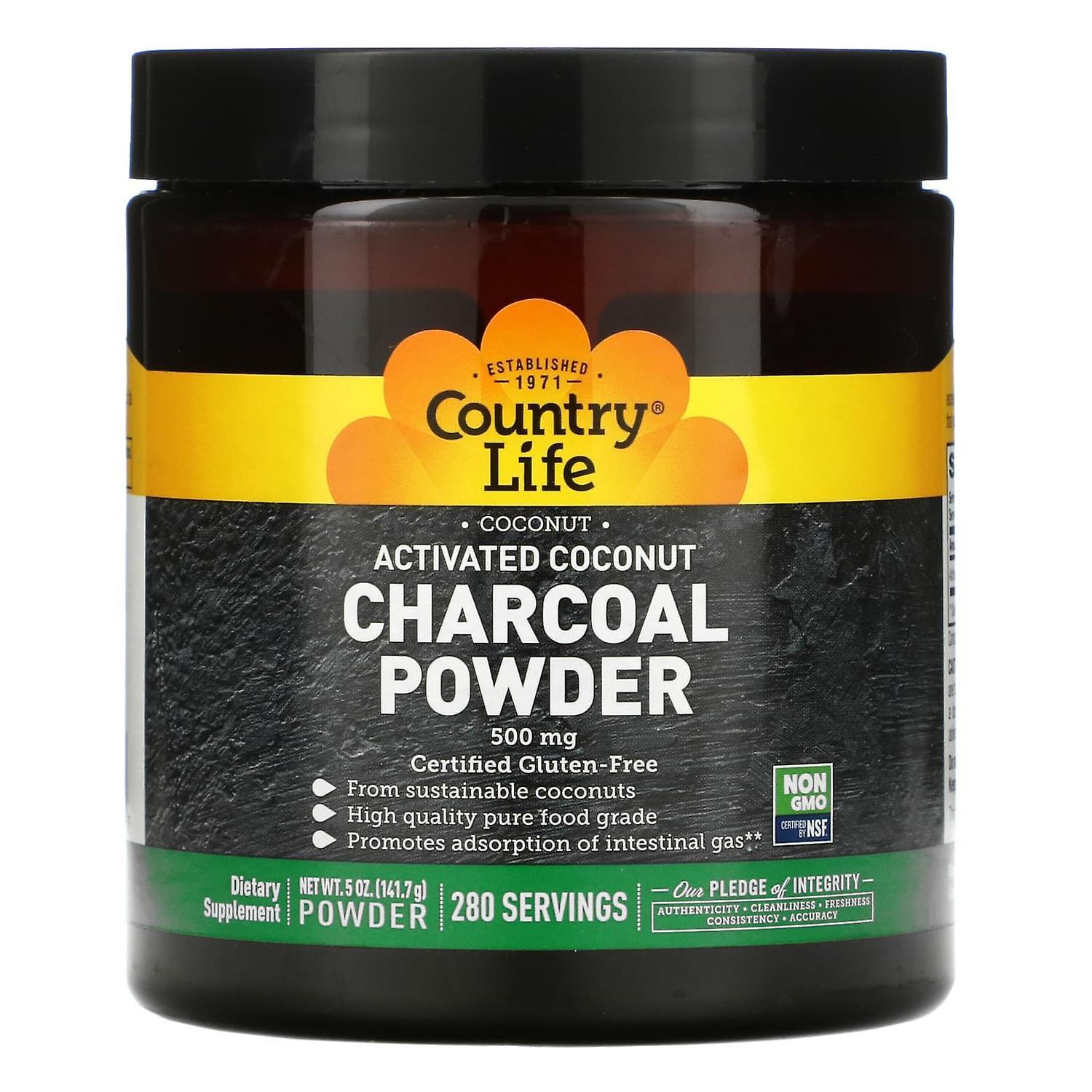 Country Life, Activated Coconut Charcoal Powder, 500 mg, 5 oz (141.7 g)