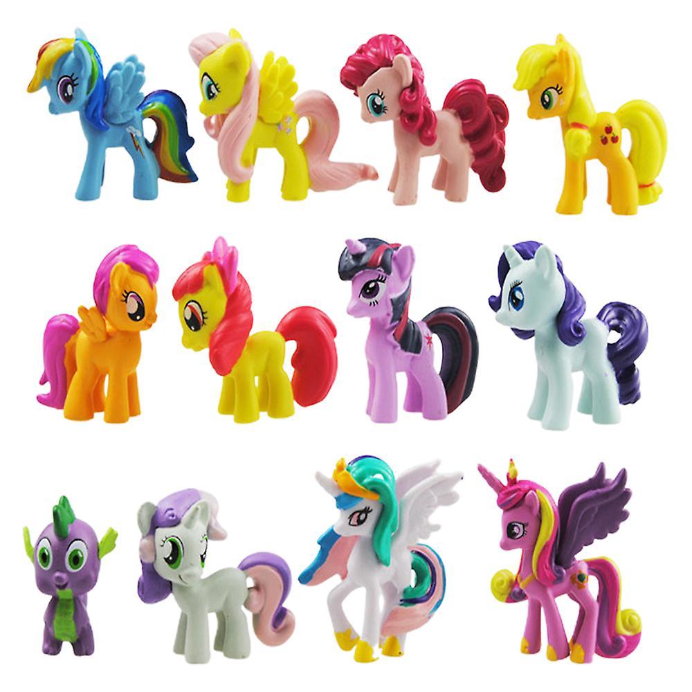 Ochime 12pcs My Little Pony Mini Figures Unicorn Toys Cake Toppers Birthday Party Decoration Kids Boy Girl Gifts