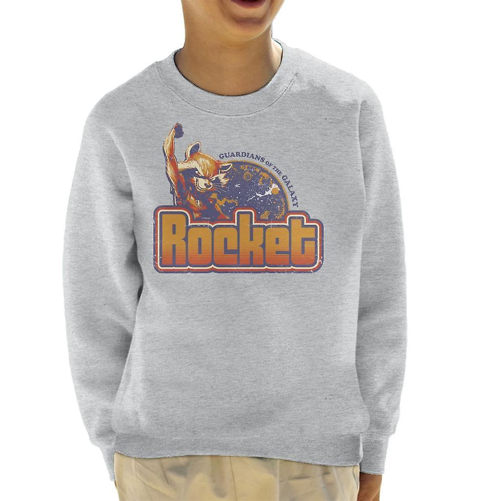 Marvel Guardians Of The Galaxy Retro Rocket Raccoon Kid's Sweatshirt Heather Grey X-Small (3-4 yrs)