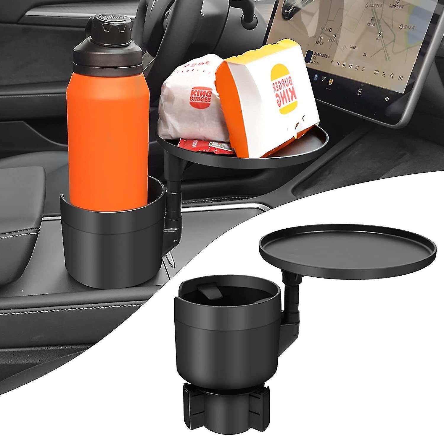 Tianzun Car Cup Holder Expander With Tray, Cup Holder With Detachable Tray Adjustable Organizer Table To Hold 32/40 Oz Black