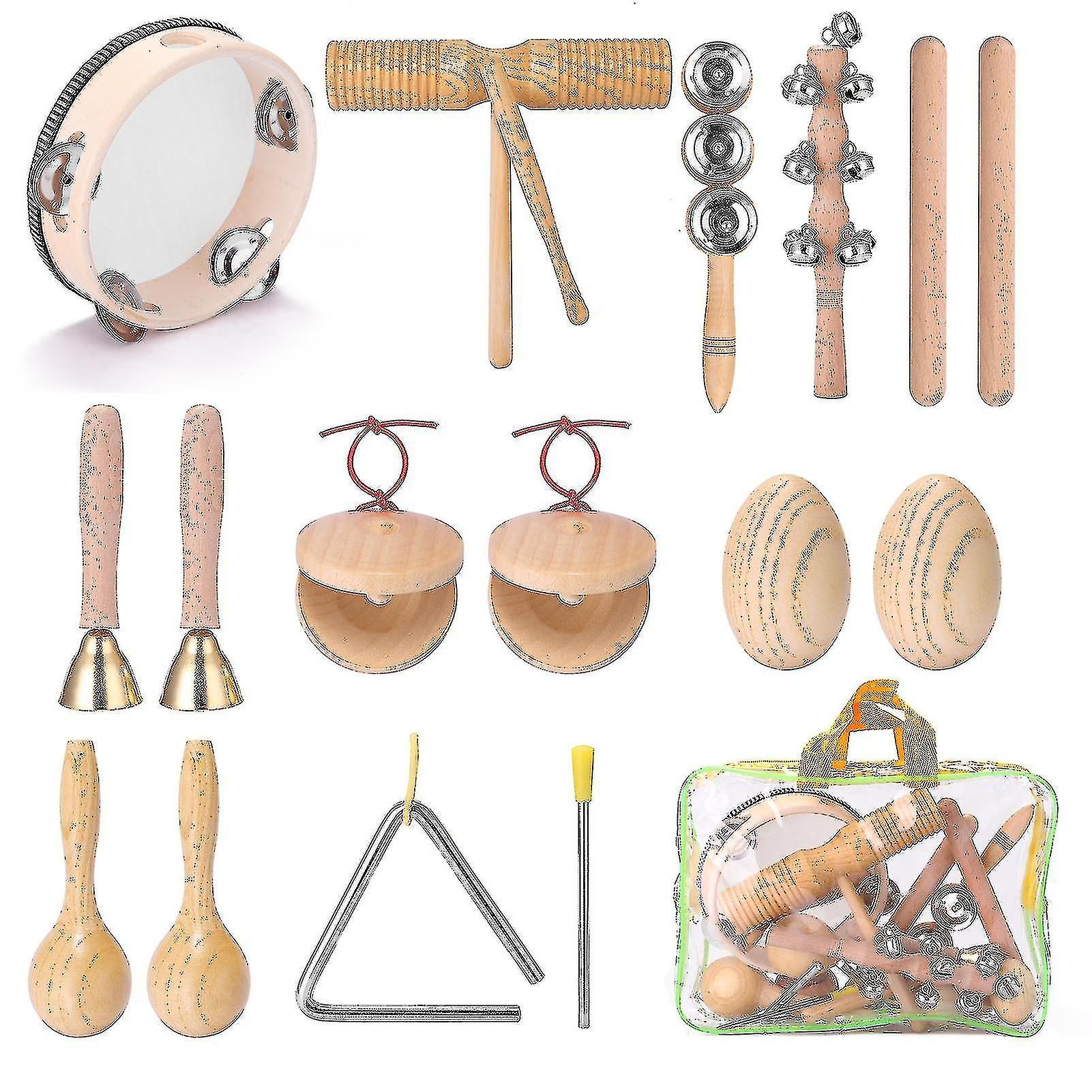 11pcs Children Hand Percussion Instruments Kit Portable Kids Music Enlightenment Musical Instruments Set Multicolor Chumian