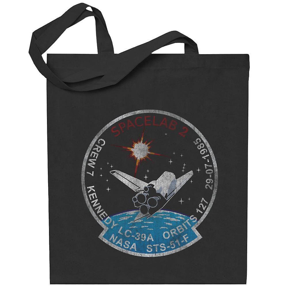 NASA STS 51 F Challenger Mission Badge Distressed Totebag Black 38 x 42 cm