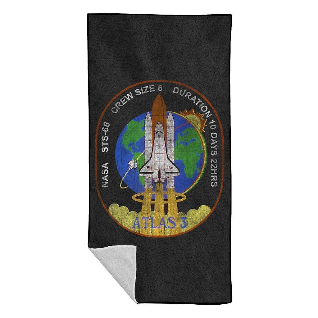 NASA STS 66 Atlantis Mission Badge Distressed Beach Towel Black 70 x 140cm