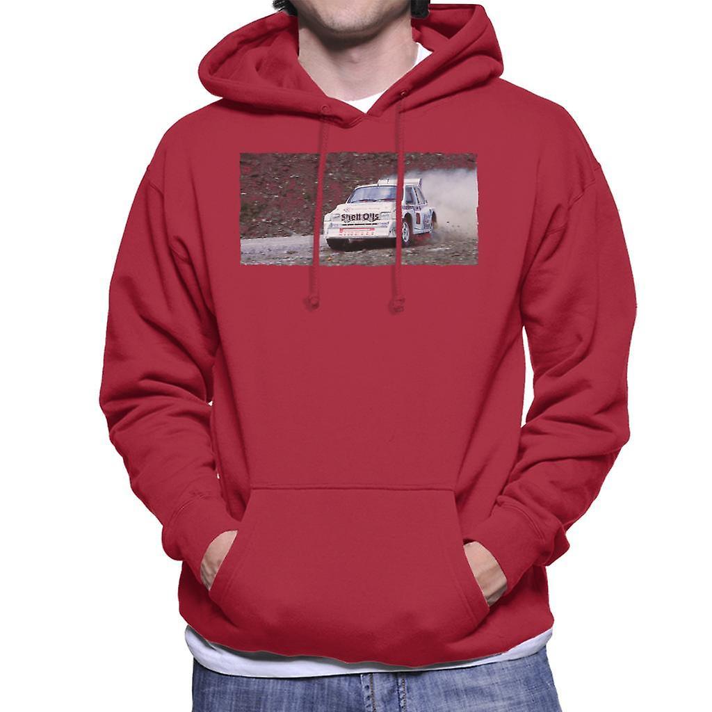 MG Metro 6R4 Drifting British Motor Heritage Men's Hooded Sweatshirt Cherry Red Medium