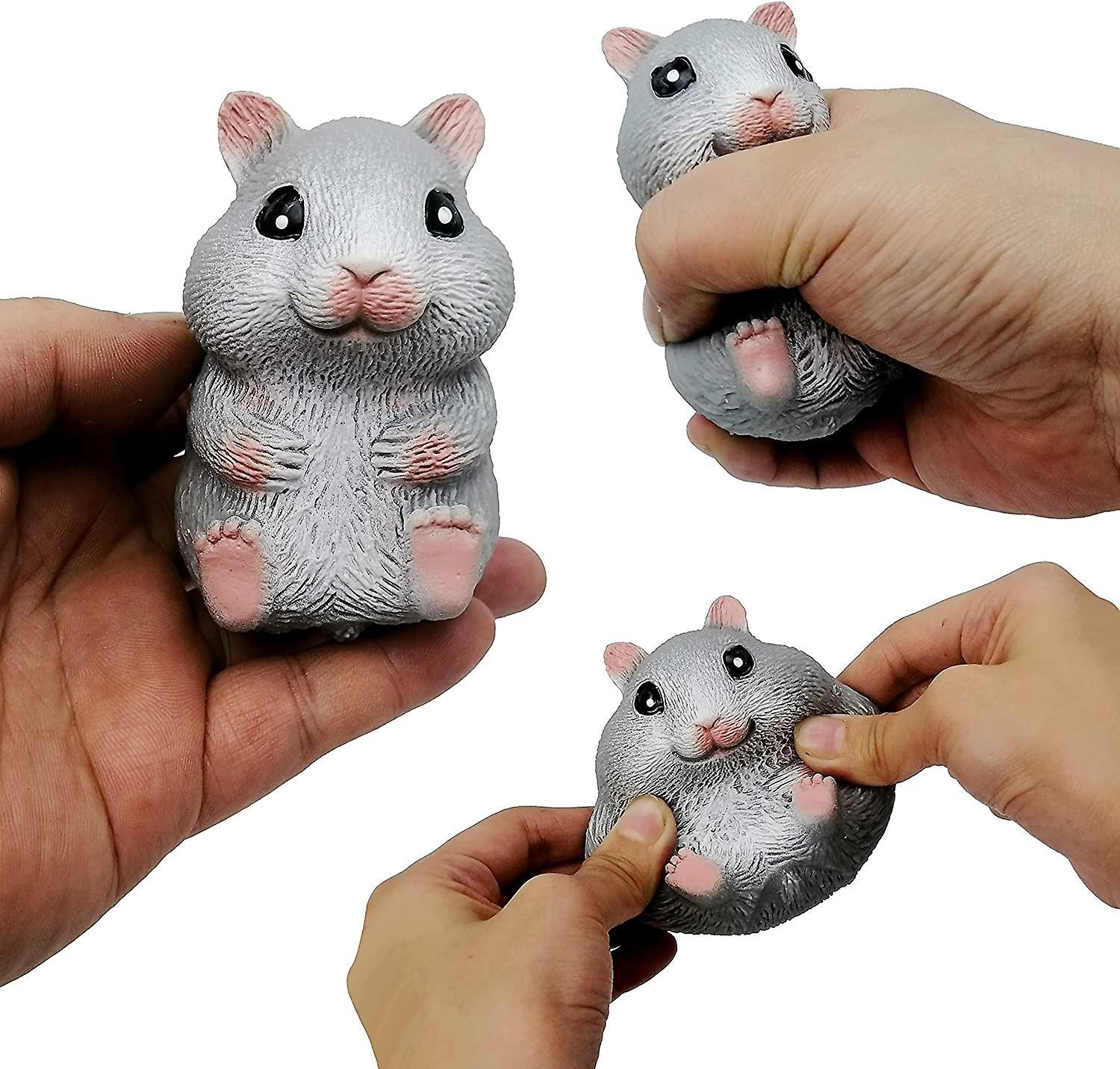 Dawnell Adult Children Decompression Ball Cute Hamster Fingertip Toy Anti-stress Sensory Ball Relieve Tension Squeeze Toy Gift (grey)