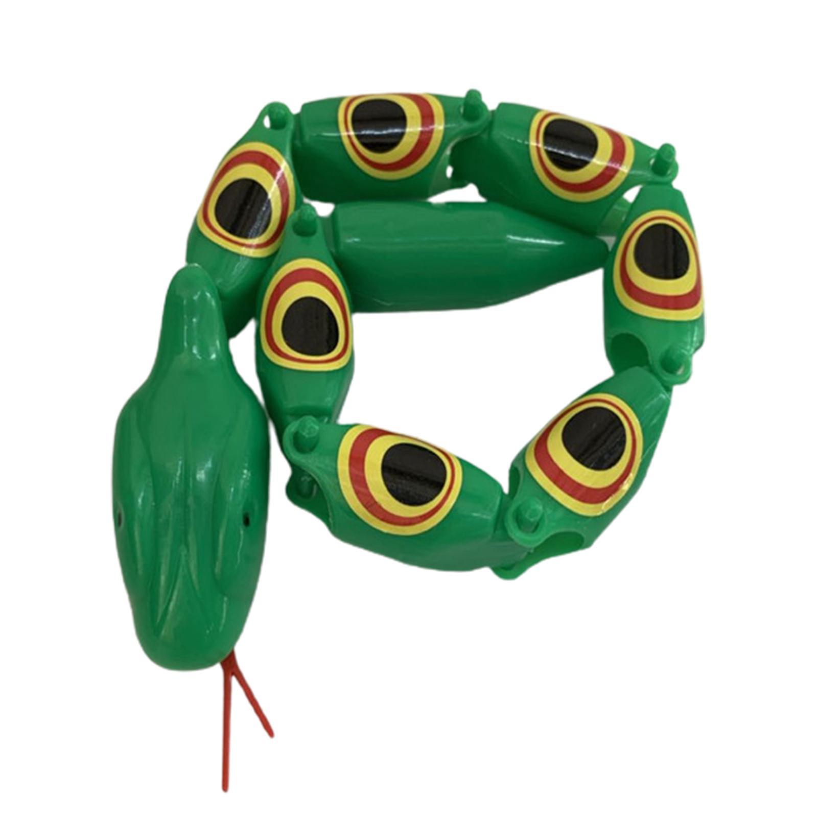 Remorui Twisted Jointed Snake Nostalgic Lightweight Plastic Funny Joint Snake Prank Toy for Fun Green