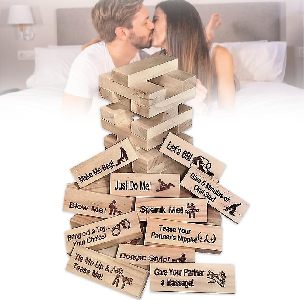 Frusde 54pcs Super Naughty Block Tower Game, Couple Activities & Date Night Ideas, Valentine Tumbling Tower Stacking Blocks Game For Couples Night ...