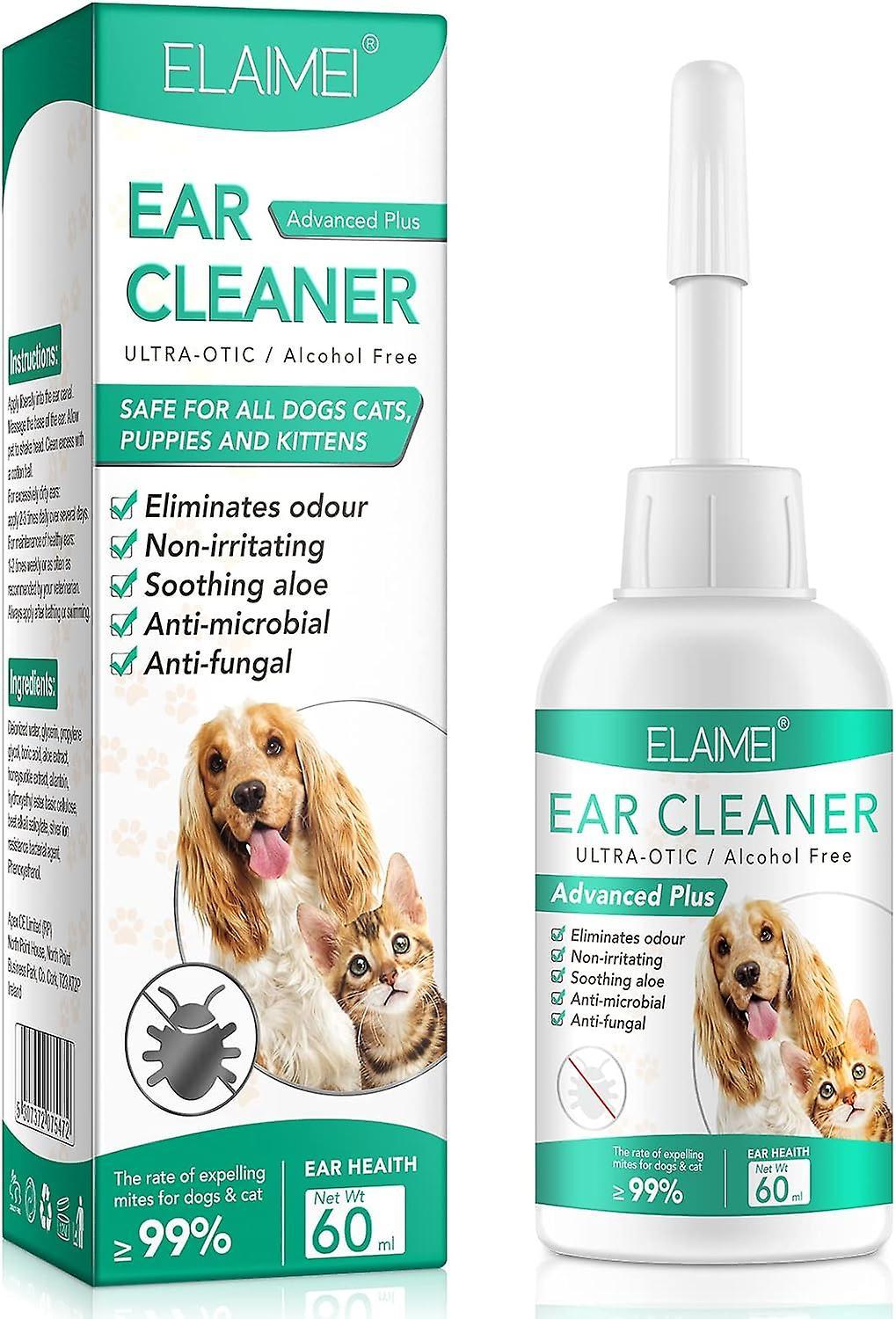 Frusde Dog Ear Cleaner, Ear Mites Treatment For Dogs and Cats, Ear Wipes Ear Drops Wash Ear Cleaner For Pet, Ear Infection Treatment 1Pcs