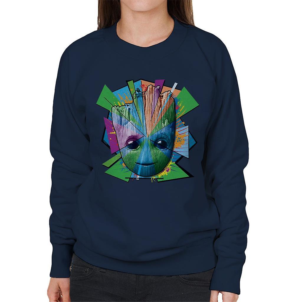 Marvel Guardians Of The Galaxy Vol 2 Groot Splatter Women's Sweatshirt Navy Blue Medium