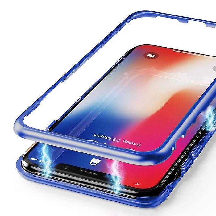 Stuff Certified ® Stuff Certified® iPhone XS Magnetic 360 ° Case with Tempered Glass - Full Body Cover Case + Screen Protector Blue