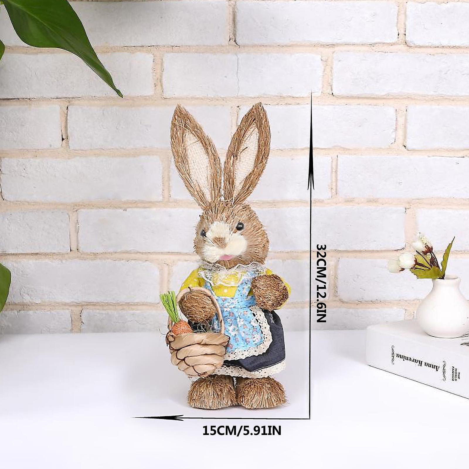 unbrand Easter Simulation Bunny Home Garden Bunny Decoration Creative Straw Bunny NUO0544 D