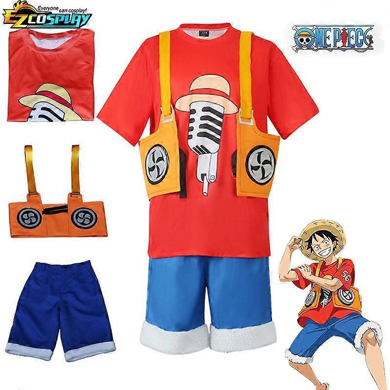 Hxetlv Anime One Piece Wano Country Monkey D. Luffy Cosplay Costume Kimono Shirt Pants Outfits Halloween Carnival Suit XS Costume B