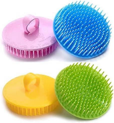 Tinor Hair Scalp Brush Dandruff Cleaning Brush Shower Scalp Shampoo Brush Scalp Massager Pack of 4(Blue,Green,Yellow,Pink)