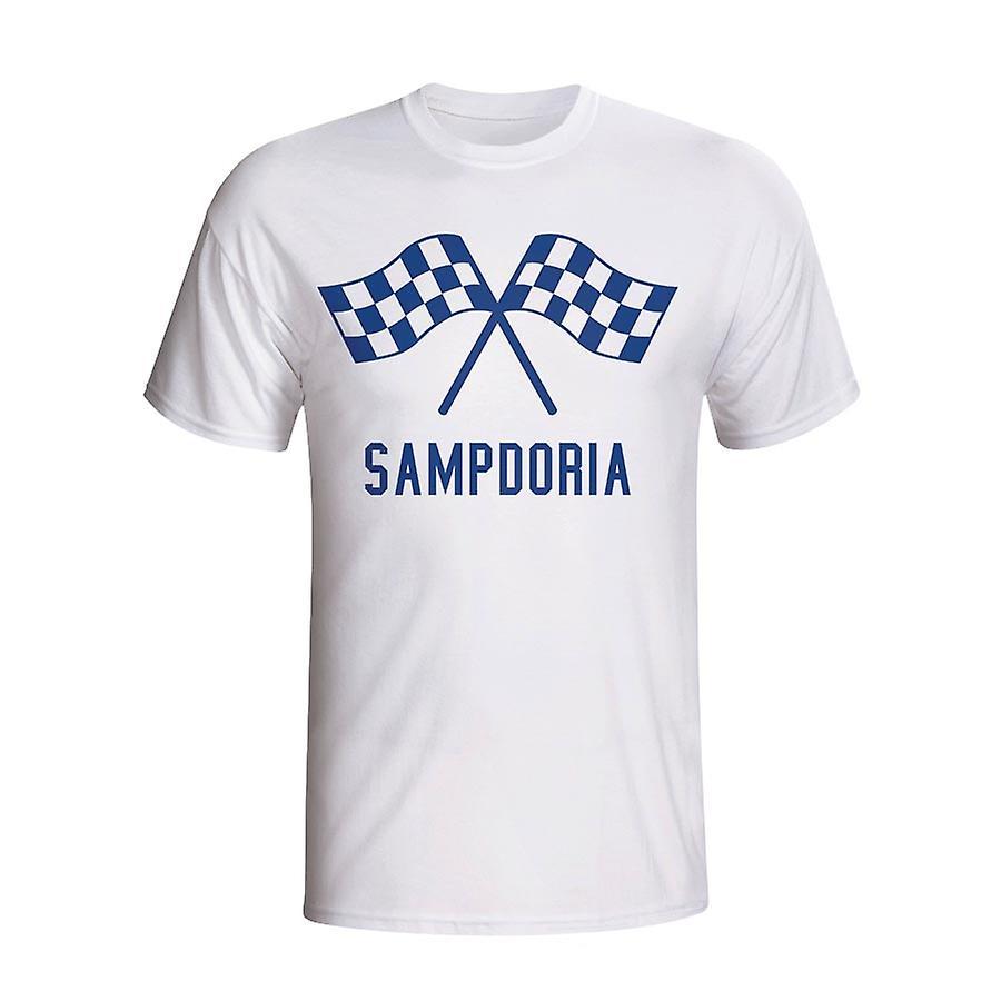 Gildan Sampdoria Waving Flags T-shirt (white) Womens S (Size 10 - 32 inch Chest)