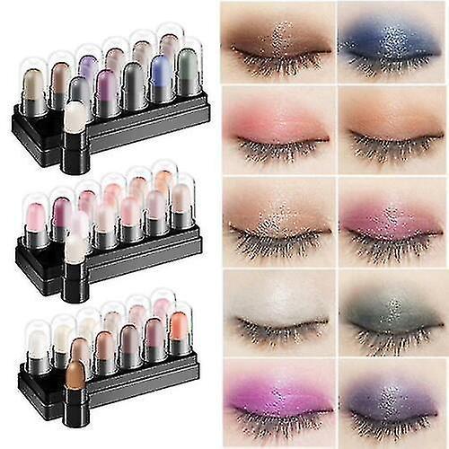 Elsavct 12 Colors Eyeshadow Pen Set Waterproof Long-lasting Shimmer Glitter Eyeshadow B