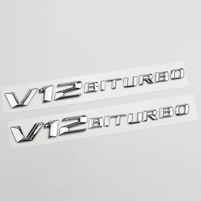 Hikig V12 V8 BITURBO Emblem Car Fender Sticker For Mercedes C63 E63 S63 S65 GLS63 GLE63 G63 SL65 AMG W204 W205 W213 W222 Accessories V12 BITURBO 14-15