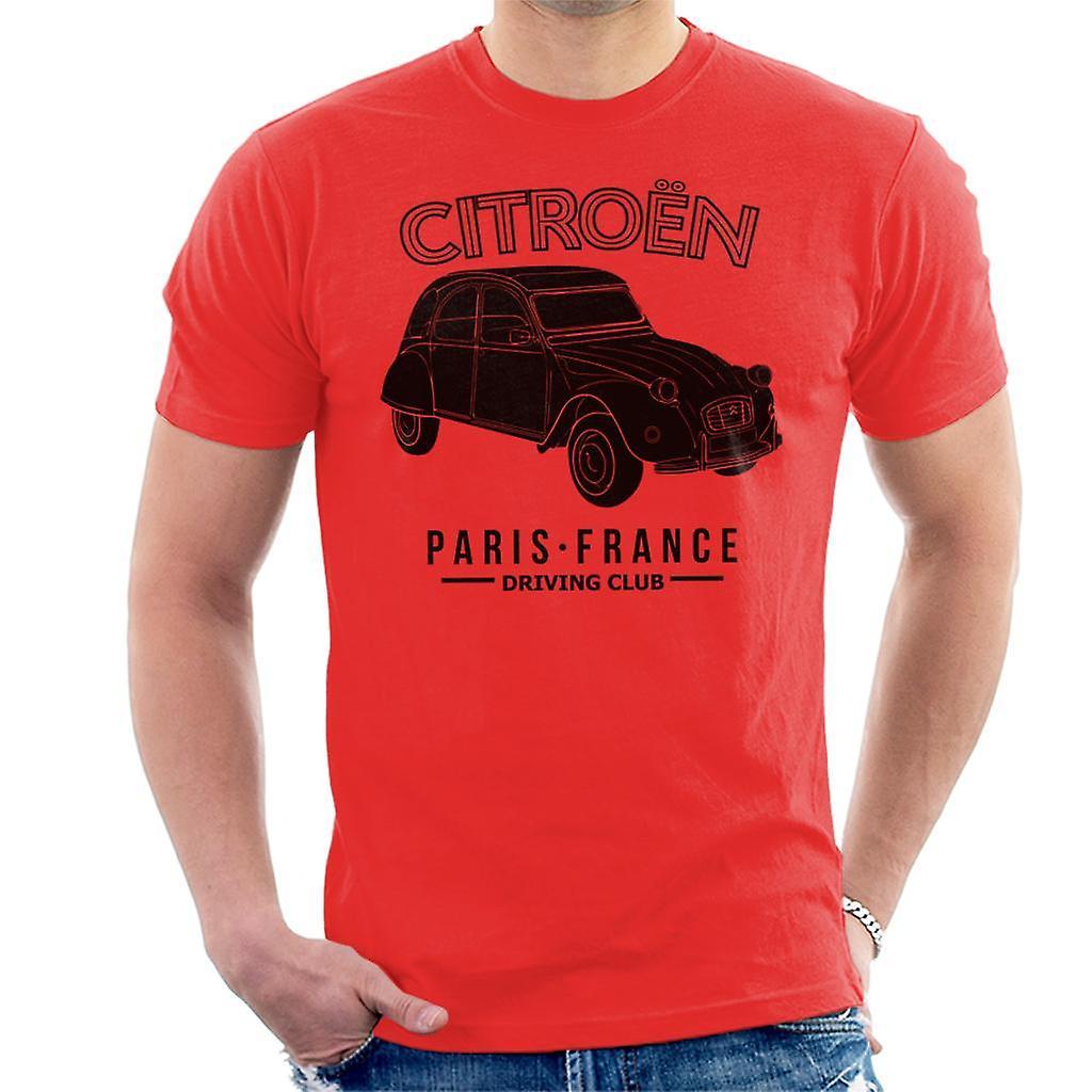 Citro�n Citroen Driving Club Black 2CV Paris France Men's T-Shirt Red Medium