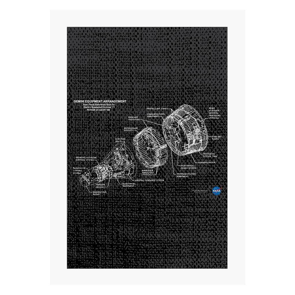 NASA Gemini Spacecraft Schematic A4 Print Black 21cm x 29.7cm