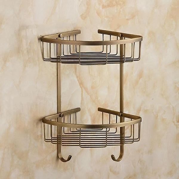 Slowmoose Antique Brass Wall-mounted Hardware Set -toilet Paper-holder Corner Shelf 2 tiers