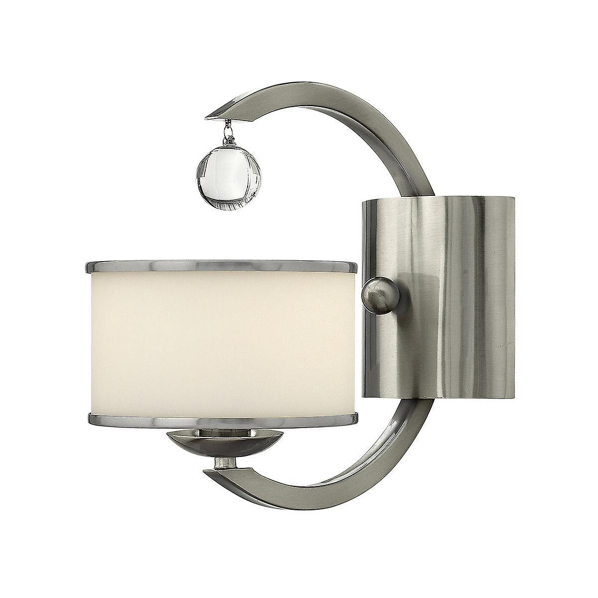 Monaco 1 Light Wall Light Brushed Nickel Glass Shade E14