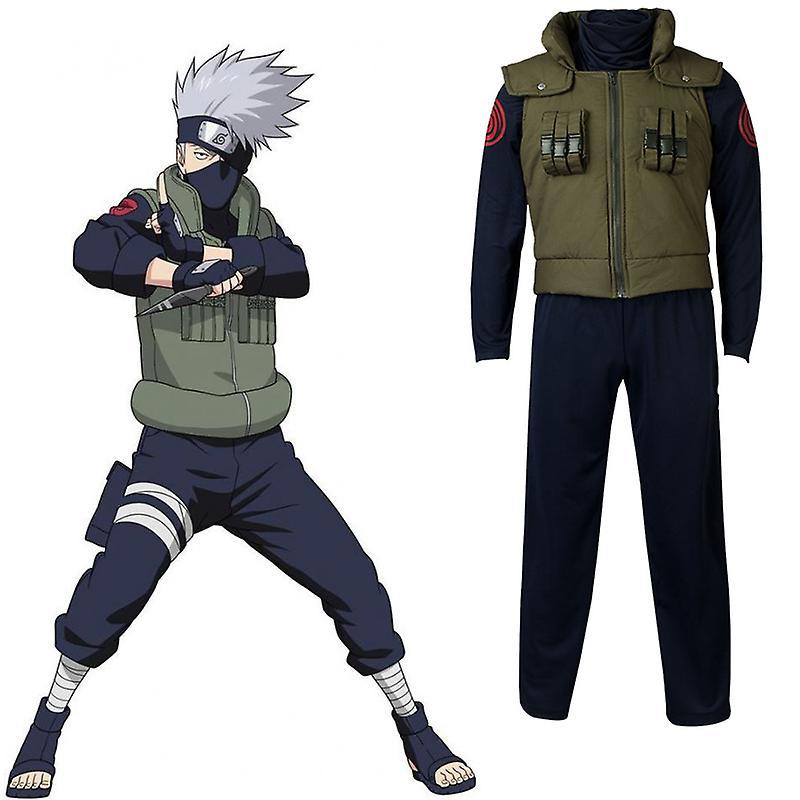 Dlelv Hatake Kakashi Cosplay Costumes Anime Show Uniform Ninja Clothing Halloween Costume Set For Men Vest Top Pants S