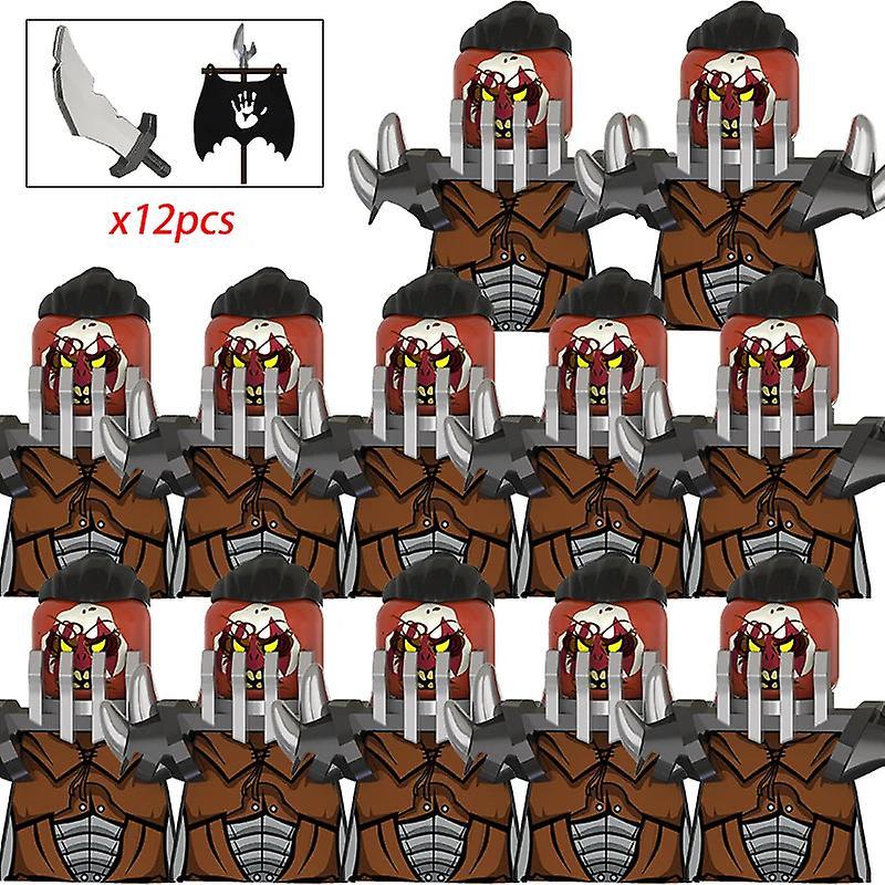 Moc medieval lotr figures orc soldiers raider vargr wolf elephant mount knights building blocks bricks toys for children gifts Set 60