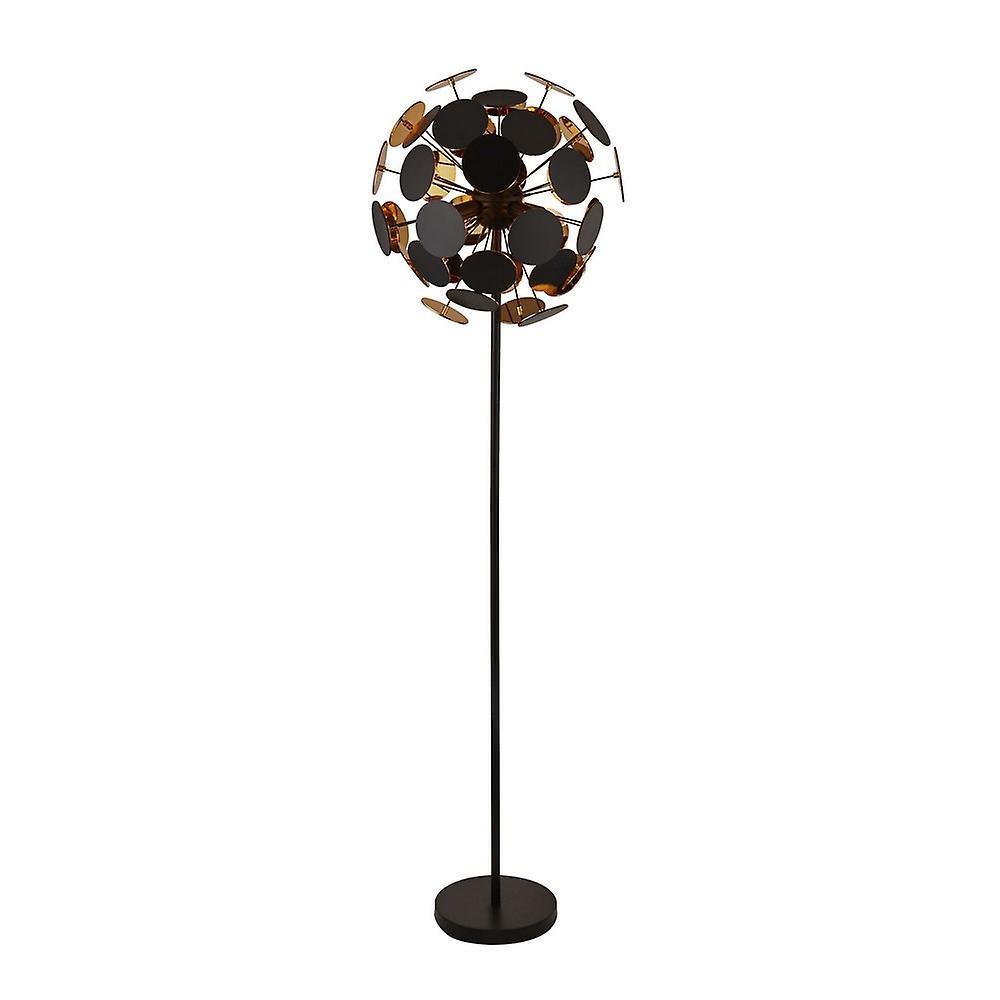 Searchlight Lighting Discus 4 Light Black, Gold Floor Lamp