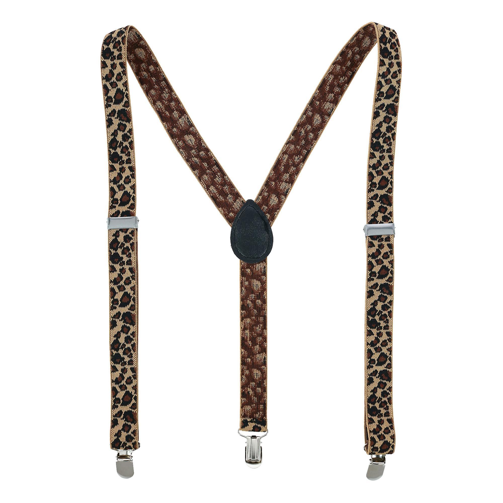 CTM_ CTM  Leopard Print Clip-End Suspenders (Women) one size