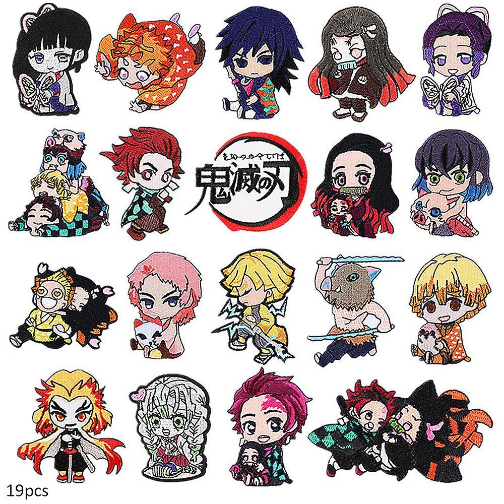 Bestdaily 19pcs Anime Demon Slayer Series Embroidered Patches, Sew On Or Iron On Decorative Patch Applique For Clothes, Dress, Hat, Jeans, Bag, Diy...