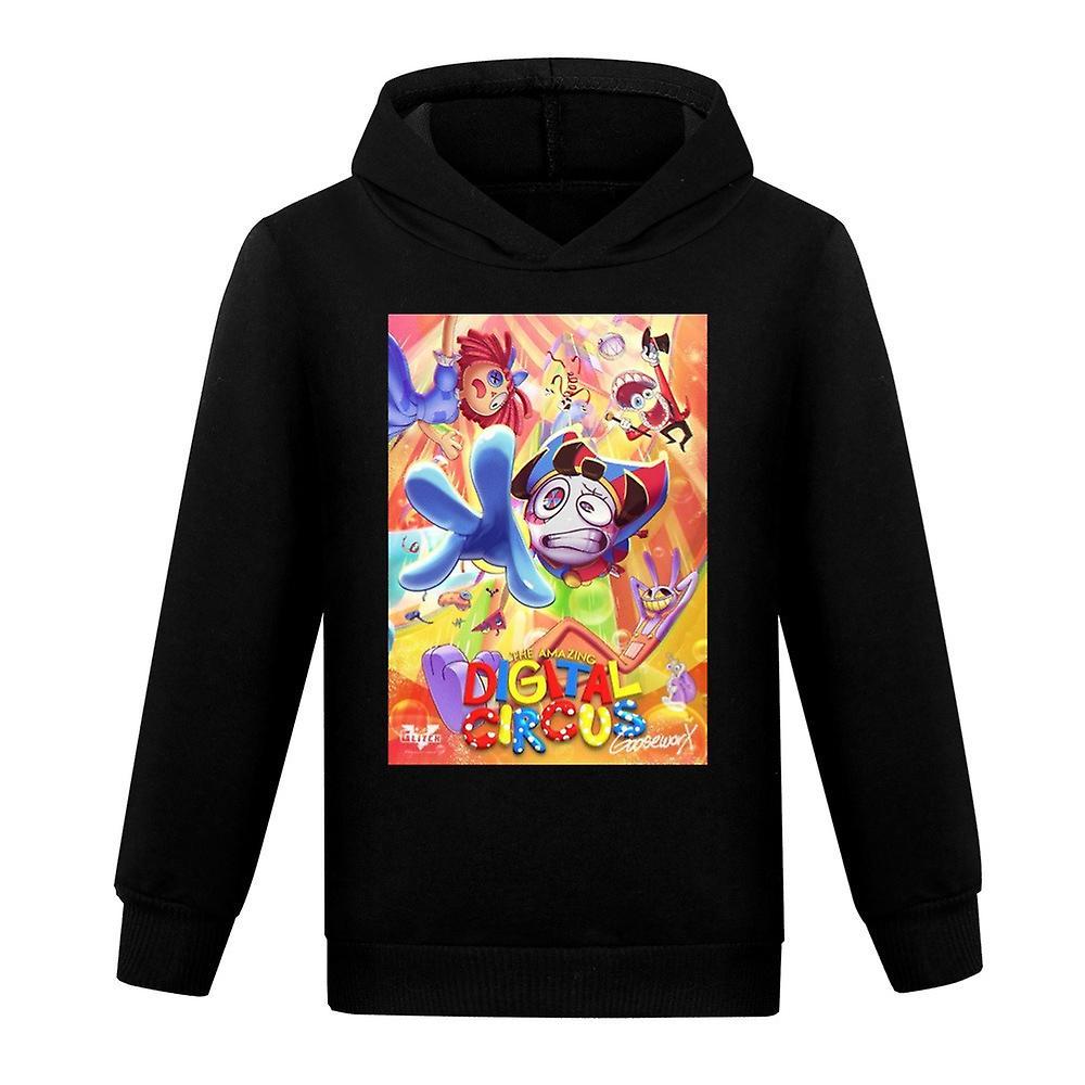 Shakub Christmas Gifts The Amazing Digital Circus Sweatshirt Hoodie Hooded Sports Casual Tops 7-14 Years Kids Teens Black 9-10 Years