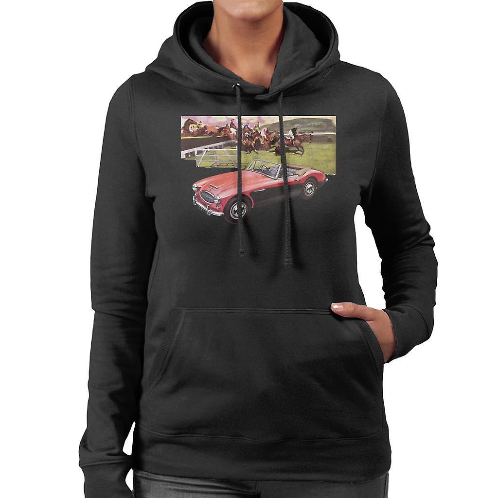 Austin Healey Sports Horses Jump British Motor Heritage Women's Hooded Sweatshirt Black XX-Large