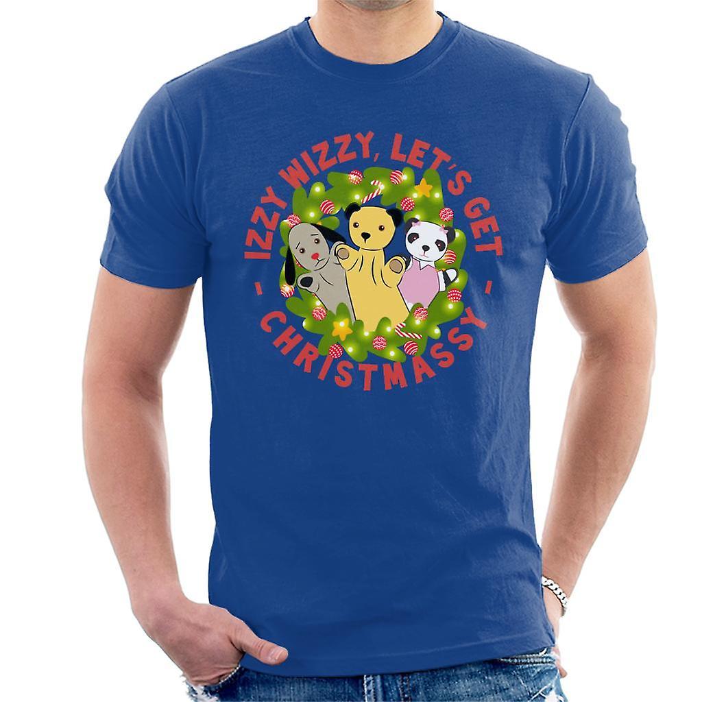 Sooty Christmas Illuminated Wreath Izzy Wizzy Lets Get Chrismassy Men's T-Shirt Royal Blue XX-Large