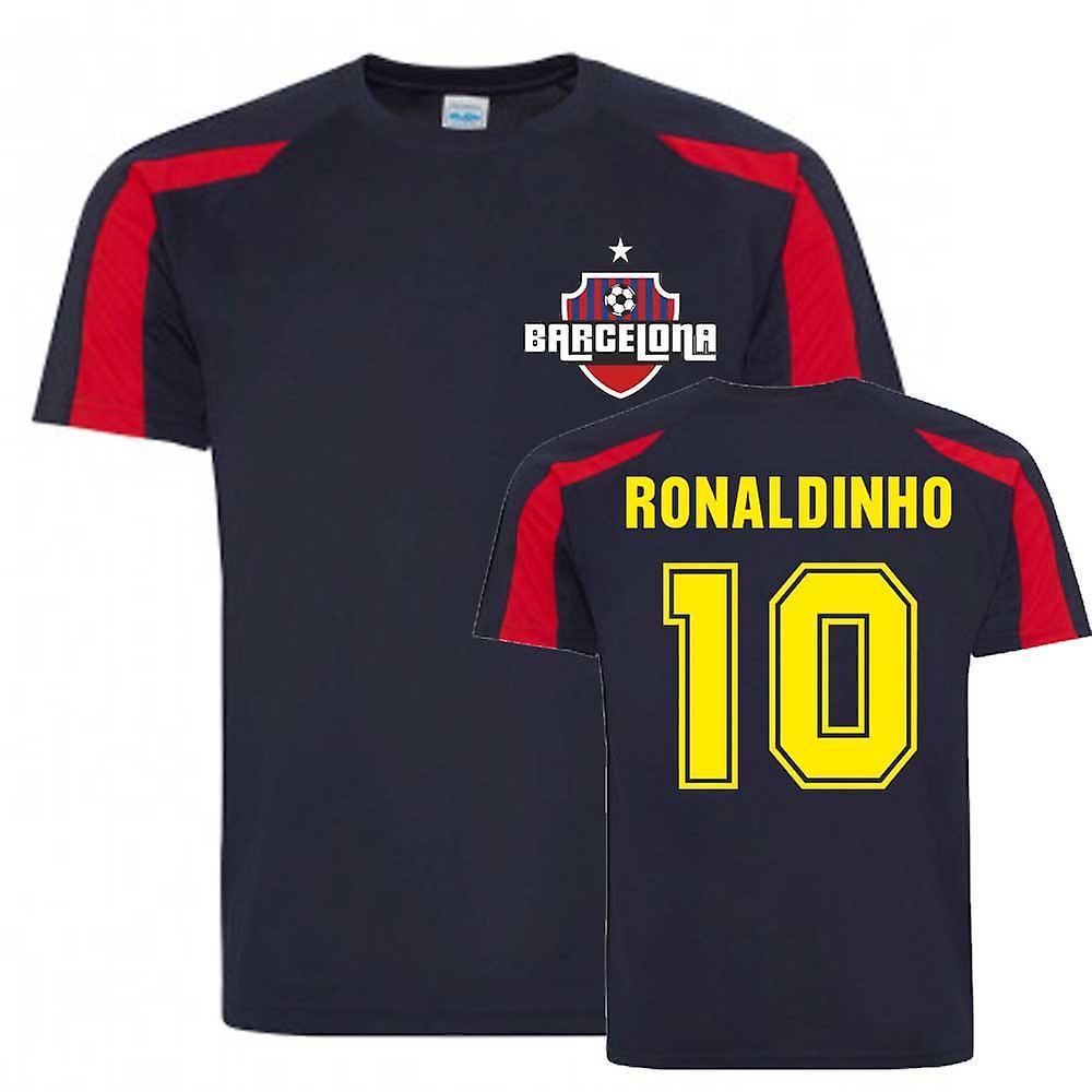 UKSoccerShop Ronaldinho Barcelona Sports Training Jersey (Navy) XL (45-48 inch)