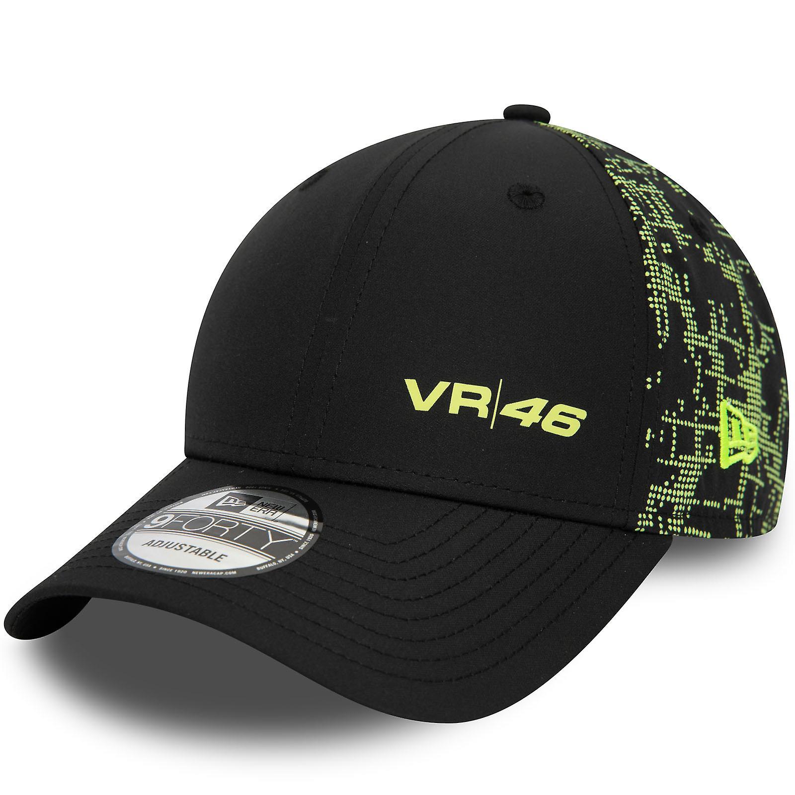 New Era Mens VR46 Poly Print 9FORTY Adjustable Baseball Cap Hat - Black One Size