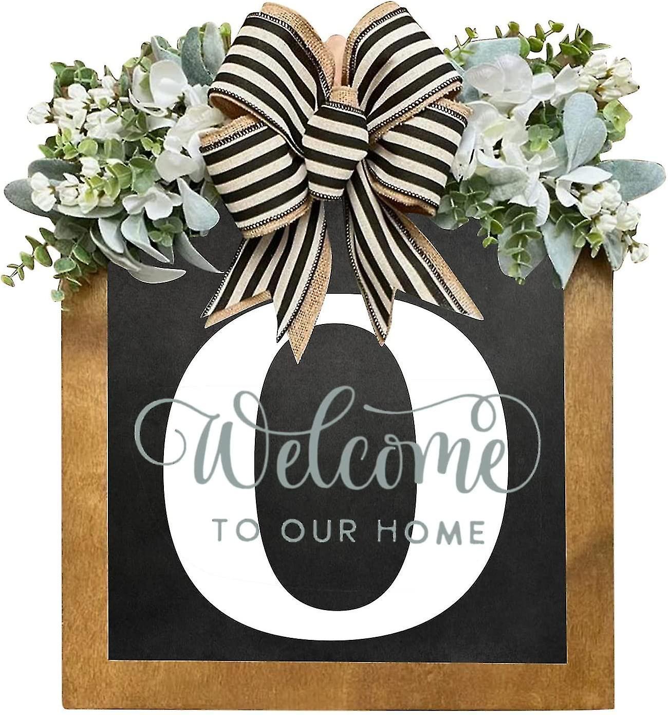 Tianzun Unique Last Name Year Round Front Door Wreath With Bow, 16" Welcome Sign Garland Creative 26 Letter Farmhouse Wreath O