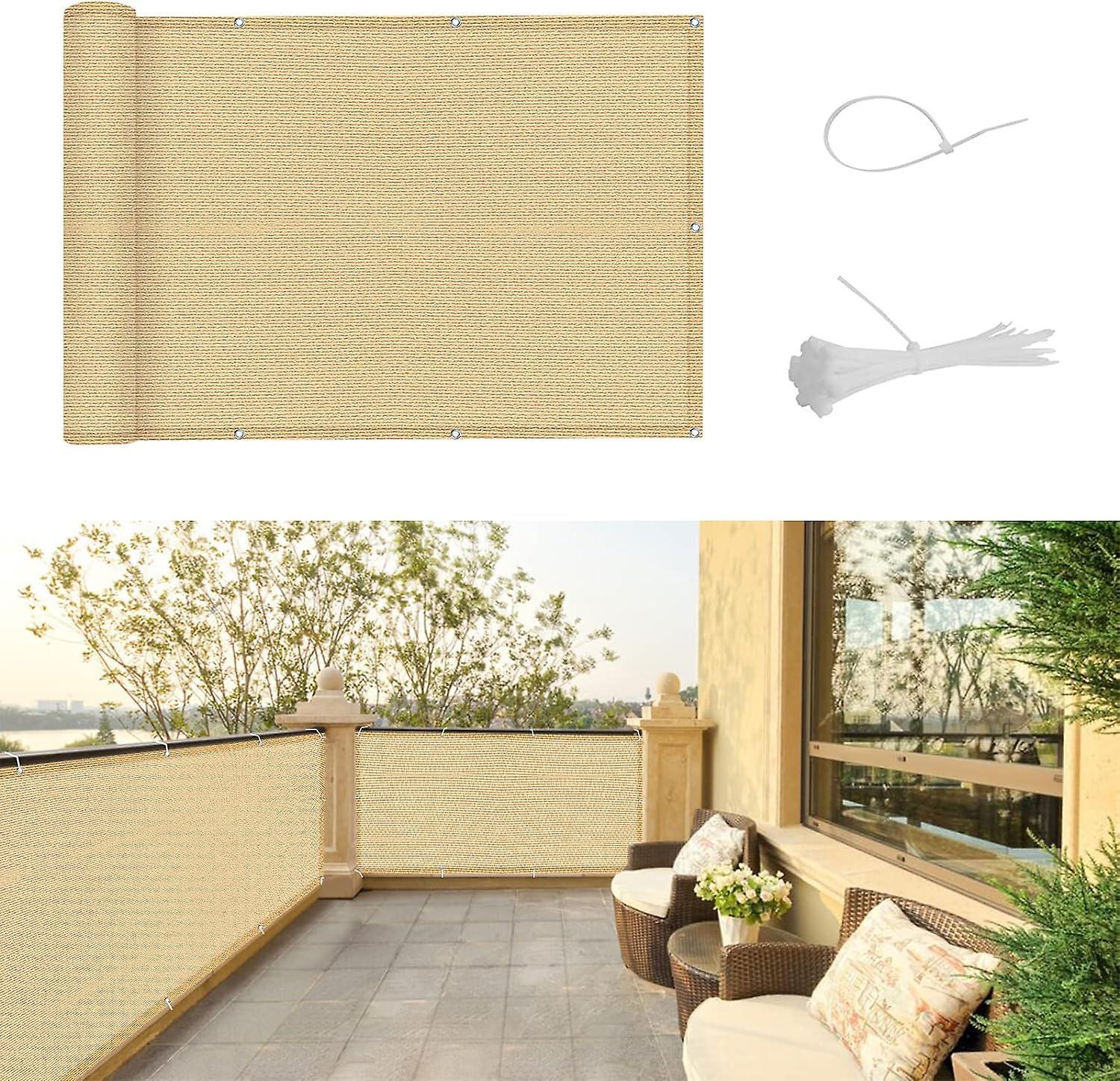 Taiyuan Balcony Privacy Screen 90x300cm Garden Screen Cover HDPE UV Resistant Privacy Screen with Cable Ties, Sand