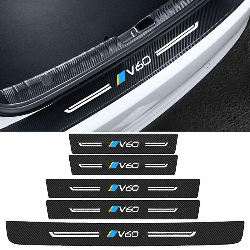 Vehicles Parts Carbon Fiber Car Accessories for Volvo V60 Badge Door Threshold Protector Stickers Pedal Guards Trunk Sill Scuff Plate Decals Vehicl...