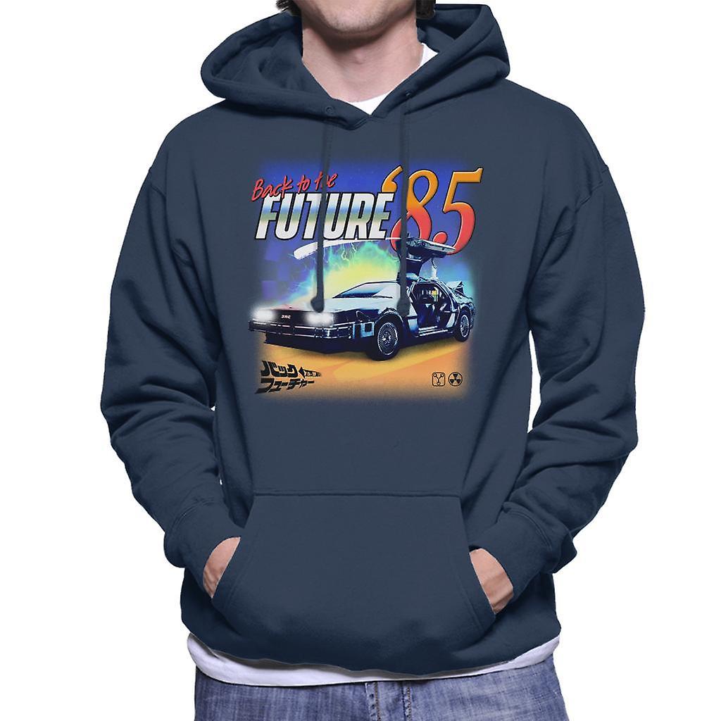 Back to the Future Delorean 85 Electric Charge Men's Hooded Sweatshirt Navy Blue Medium