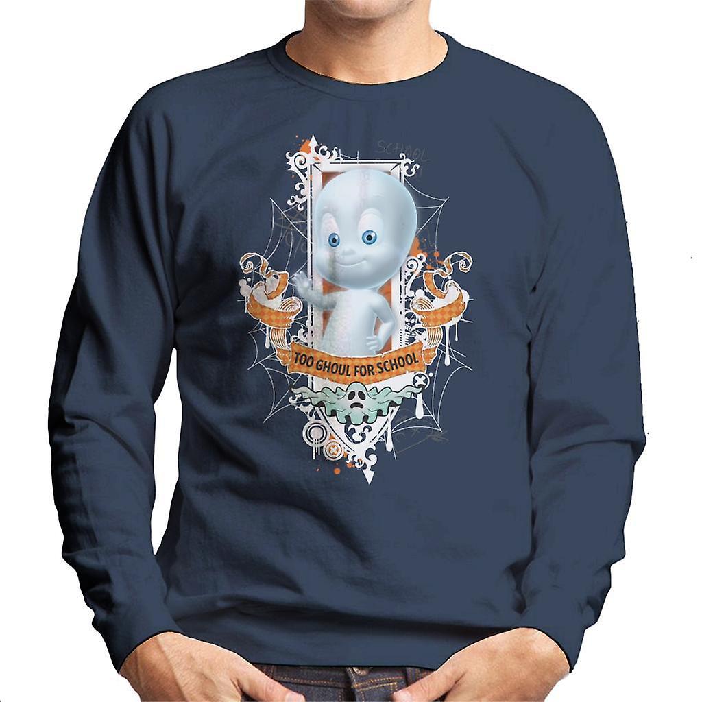 Casper The Friendly Ghost Too Ghoul For School Men's Sweatshirt Navy Blue Medium