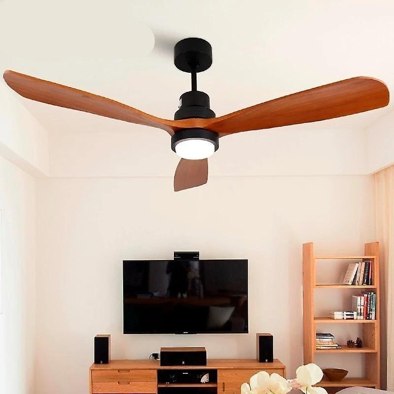 Slowmoose Wooden Ceiling Fans With Remote Control For Home/bedroom/living Room Black and Wood color 42 inch 110V