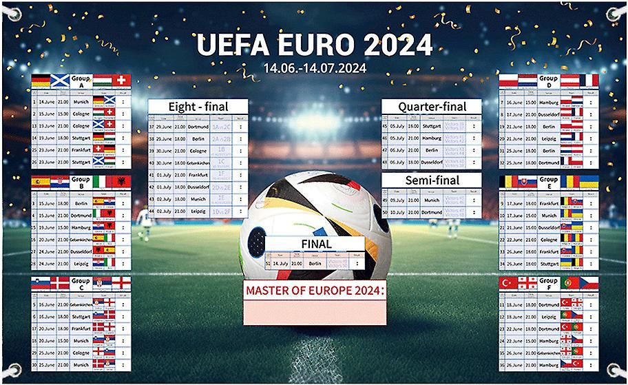 Longzhen 110 x 180cm UEFA EURO 2024 Planner, 2024 European Championship Wall Chart with details of All Teams, Venues, Schedule for True Fans Easter...