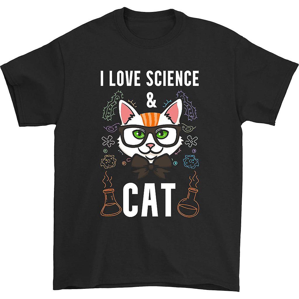 HISHARK I love science & cat t-shirt Black XL