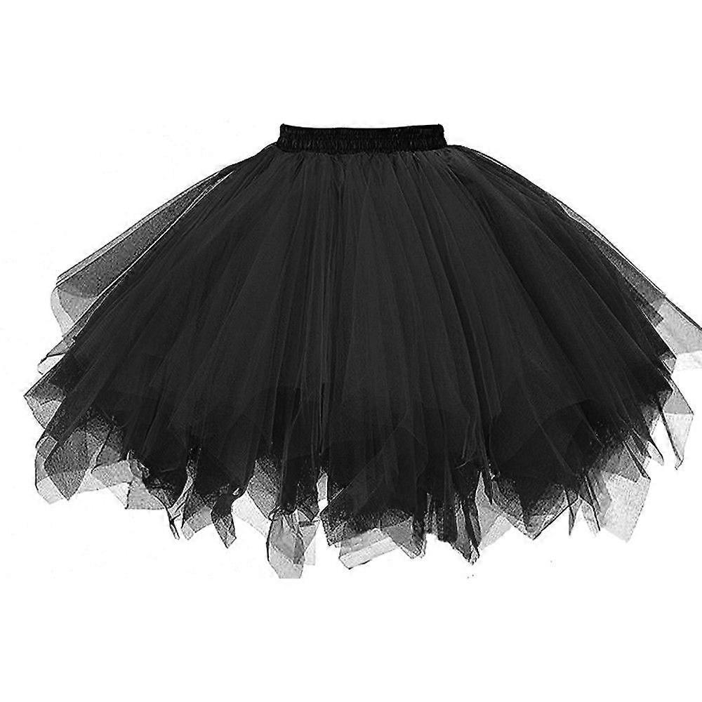 Kankanwo Womens High Quality Pleated Gauze Short Skirt Adult Tutu Dancing Skirt Black M