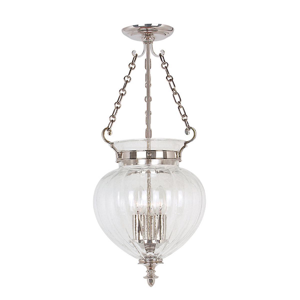 Finsbury Park 3 Light Medium Ceiling Lantern Pendant Polished Nickel E14