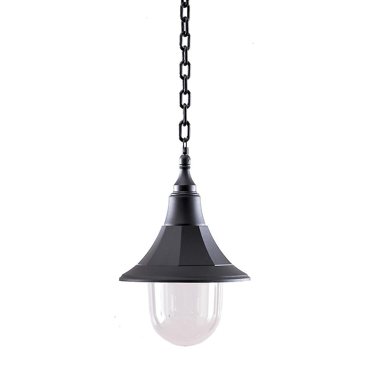 Shannon 1 Light Outdoor Coastal Ceiling Chain Lantern Black Polycarbonate IP44 E27